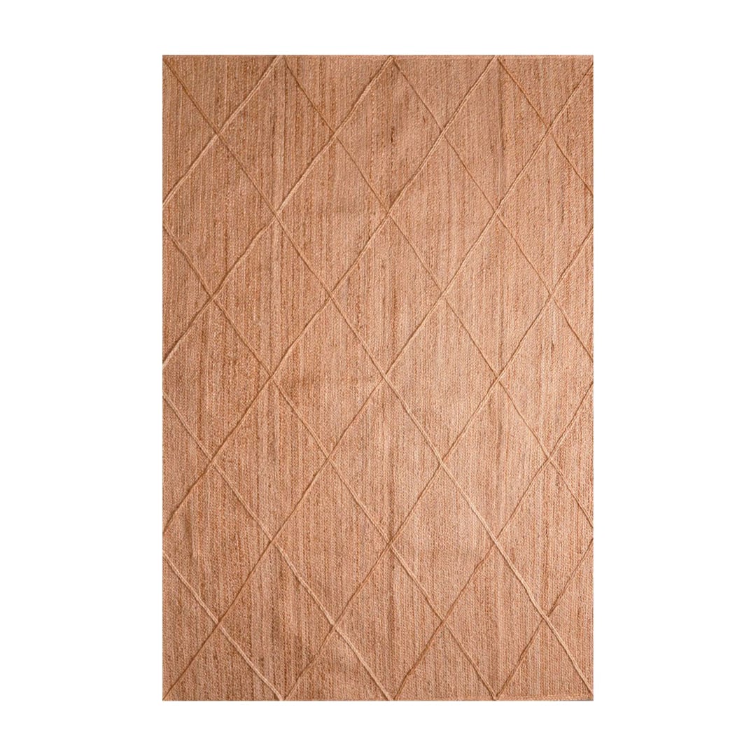 Hand Braided Natural Rectangle Jute Rug with Diamond Design