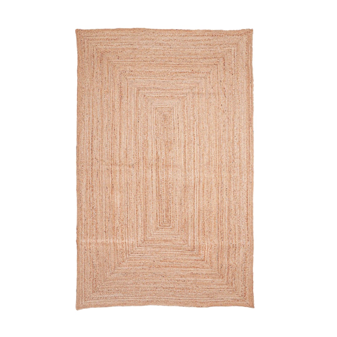 Indian Village Hand Braided Natural Bohemian Rectangle Jute Rug