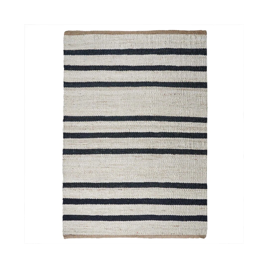 Indian Handmade White Jute Hemp with Black Stripes Line Hemp Rectangle For Hallway Decor Hemp Rug For Living Room Area Vintage Large Area Jute Rug 