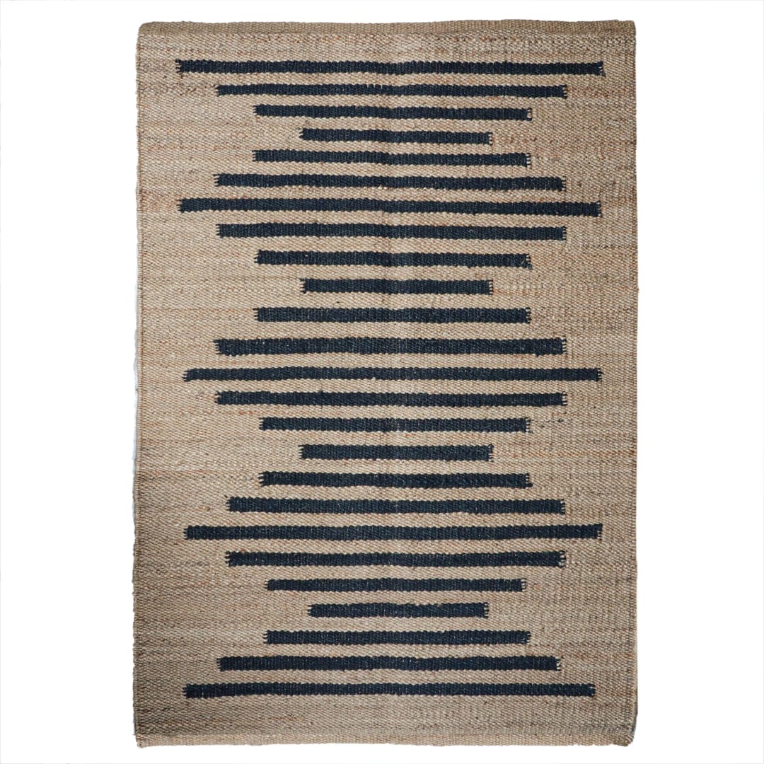 Natural Beige Hemp Rug With Black Stripe Design Hemp Rectangle Jute Rug Hemp For Stair Decor Table Decor Hemp Jute Rug Large Area Rug Moroccan Hemp Rug 