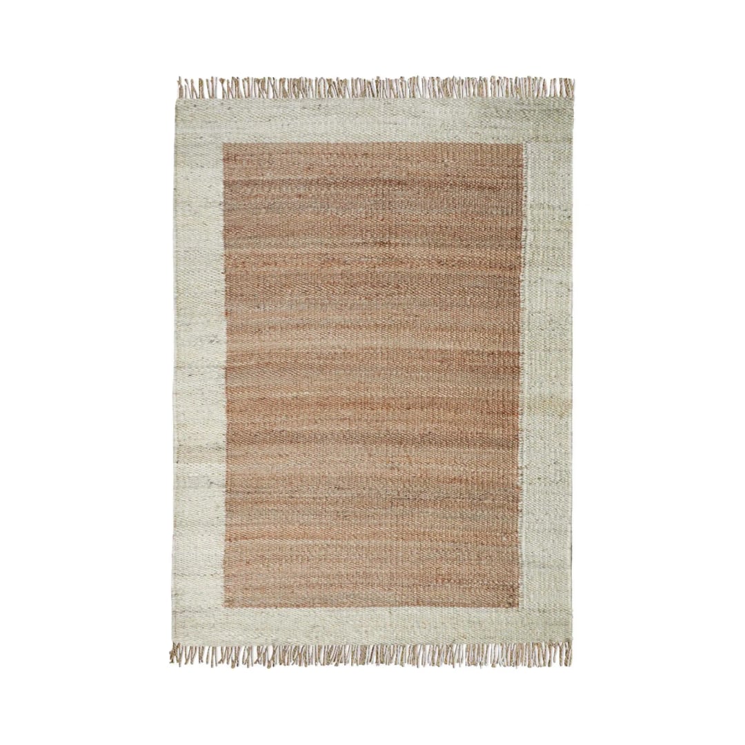 Handmade Natural Jute Hemp Rug With Off White Border Stair Decor Hemp Hand Loomed Handwoven Rugs Throw Carpet Home Decor Hemp Rug Fringes Jute Rug For Living Room