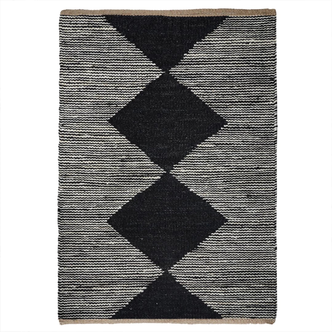 Hand Woven Black And White Hemp Jute Rug Rectangle Doormat Hemp Runner For Hallway Decor Hemp Runner Hemp Rug For Living Room Area Rug Vintage Large Decor Rug 