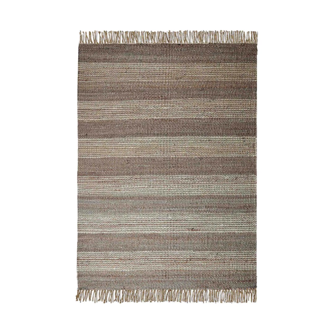 Indian Handwoven Hemp Large Area Decor Rug Natural Hemp With White Stiped Line Rug Fringes Jute Rug Vintage Decor Rug Living Room Rug Traditional Jute Rug 