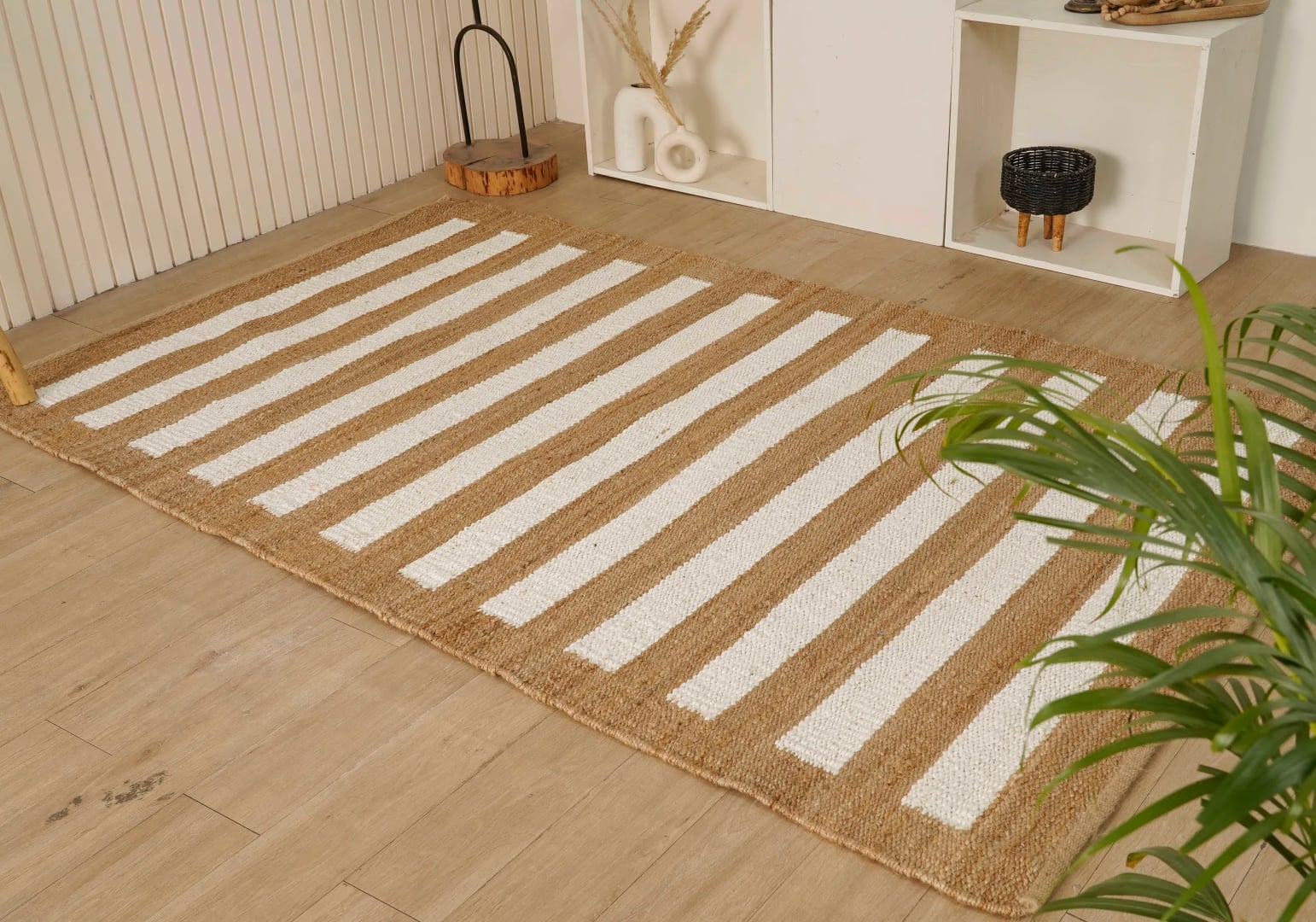 Handwoven Hemp Rectangle Jute Rug Natural Jute Rug With White Stripes Line Decor Rug For Living Room And Kitchen Decor Rug Vintage Jute Bohemian Rug Large Area Rug 