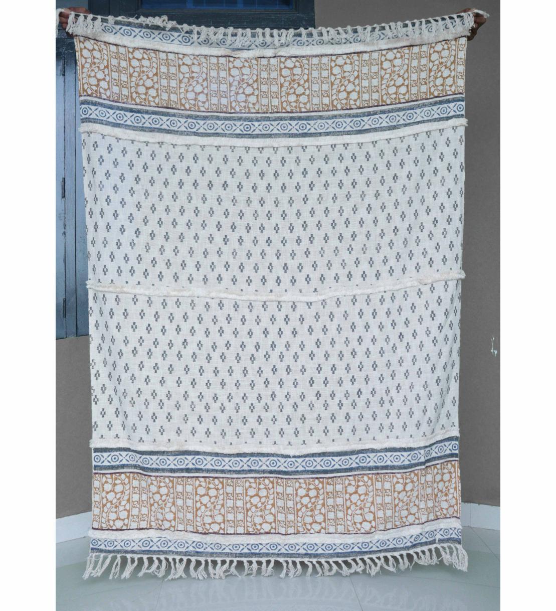 Handwoven Turkish Cotton Blanket with Fringes