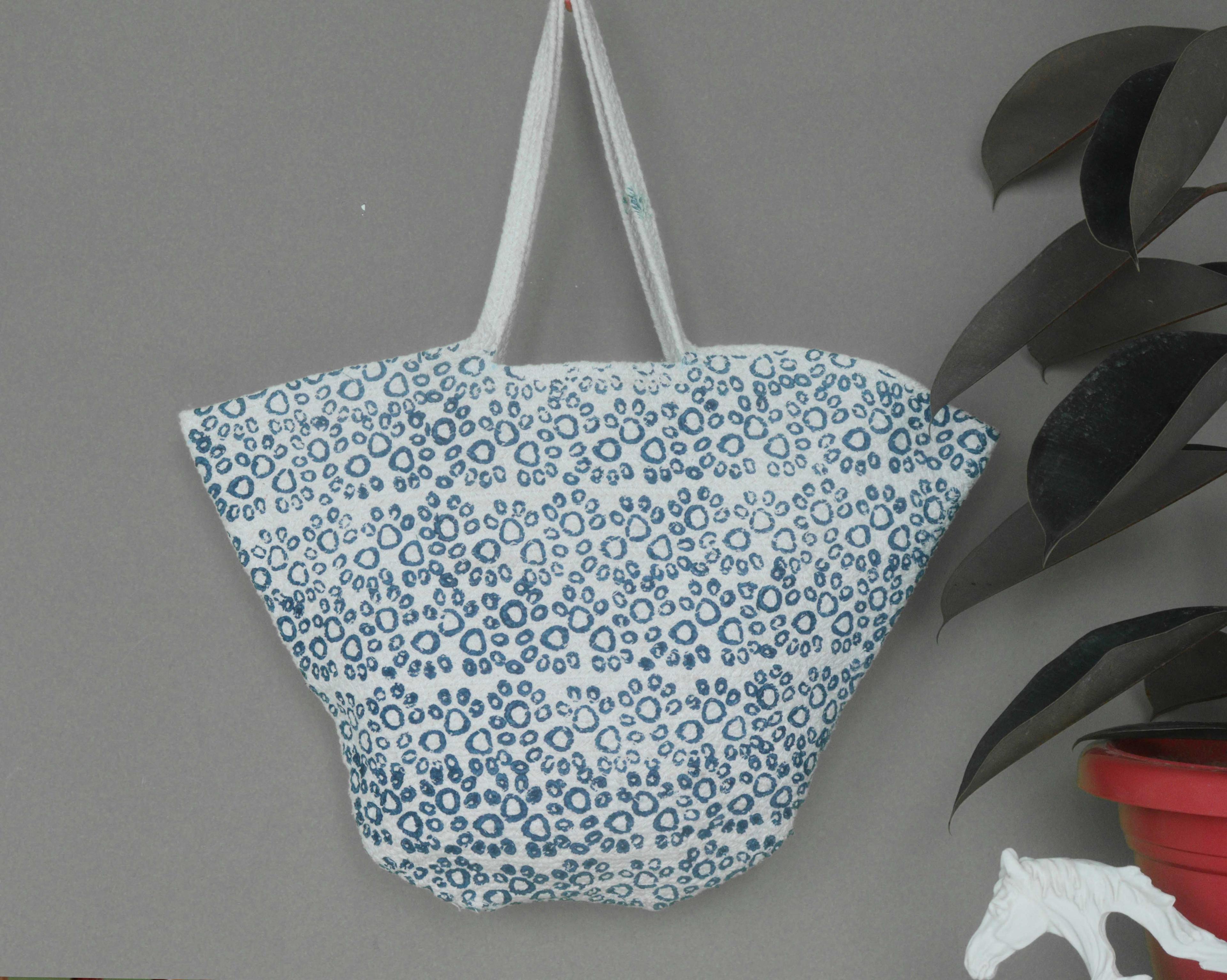 Block Printed Cotton Blue and Pink Bags