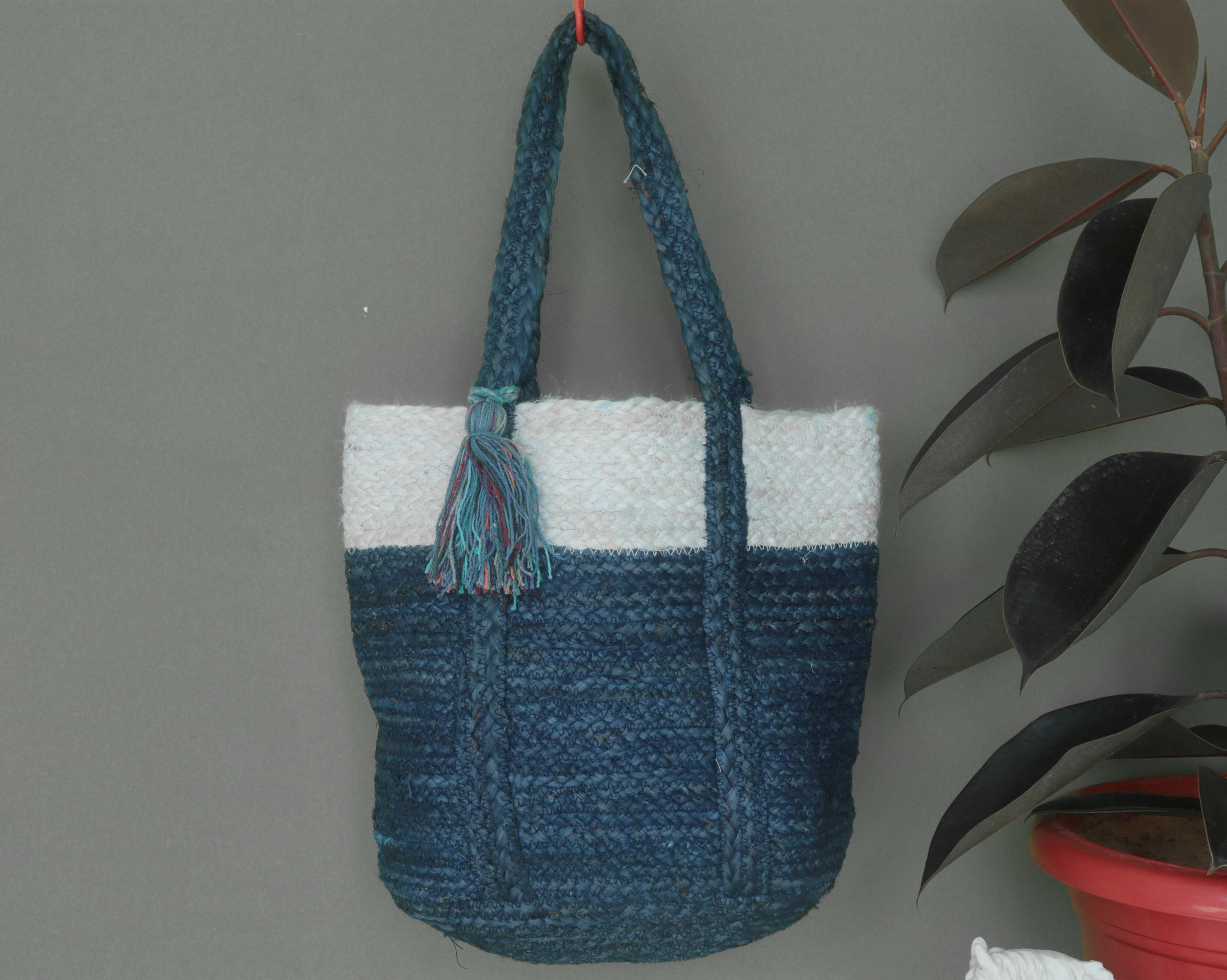 Blue and White Color Handmade Bags