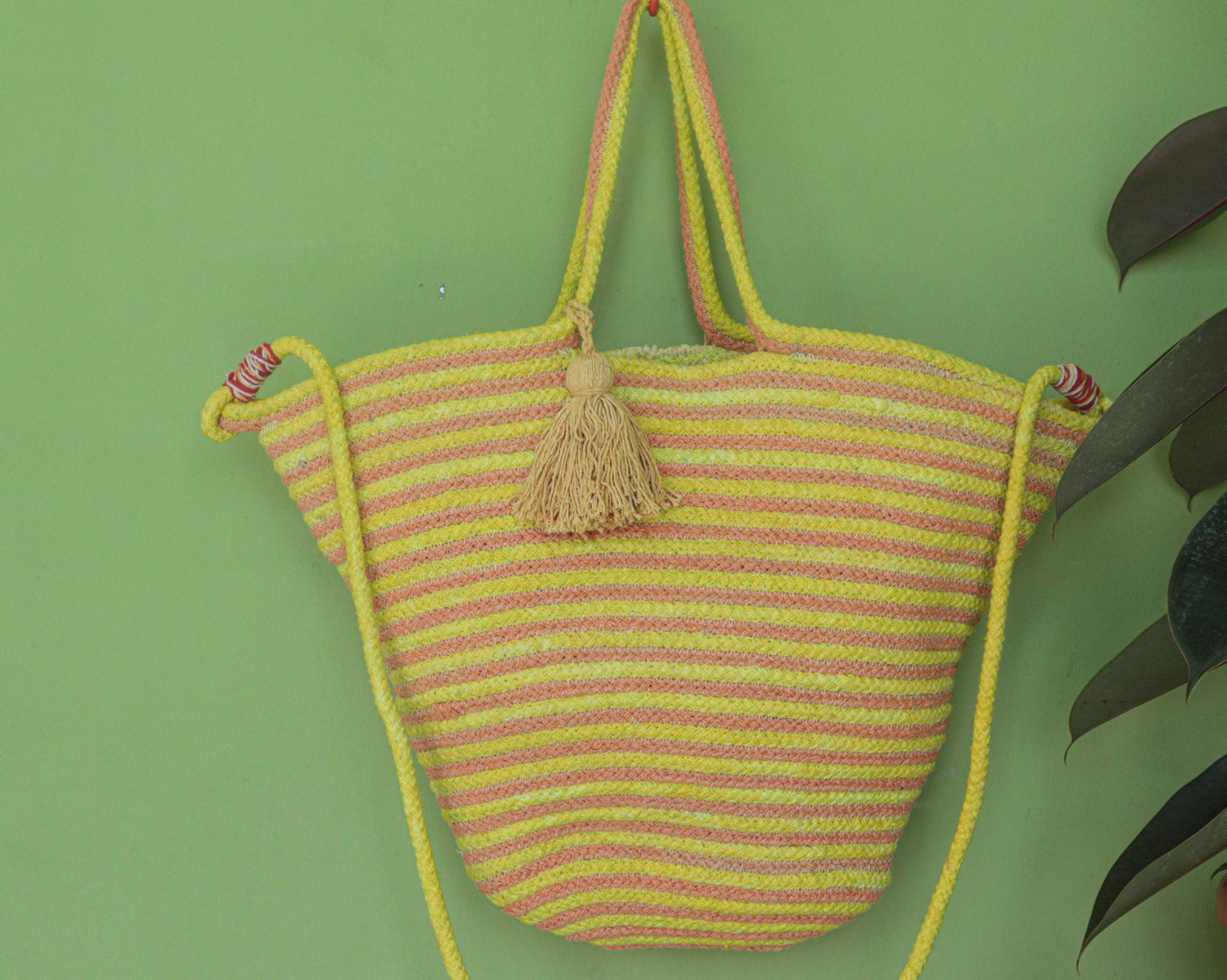 Indian Handmade Cotton Pink and Yellow Bags