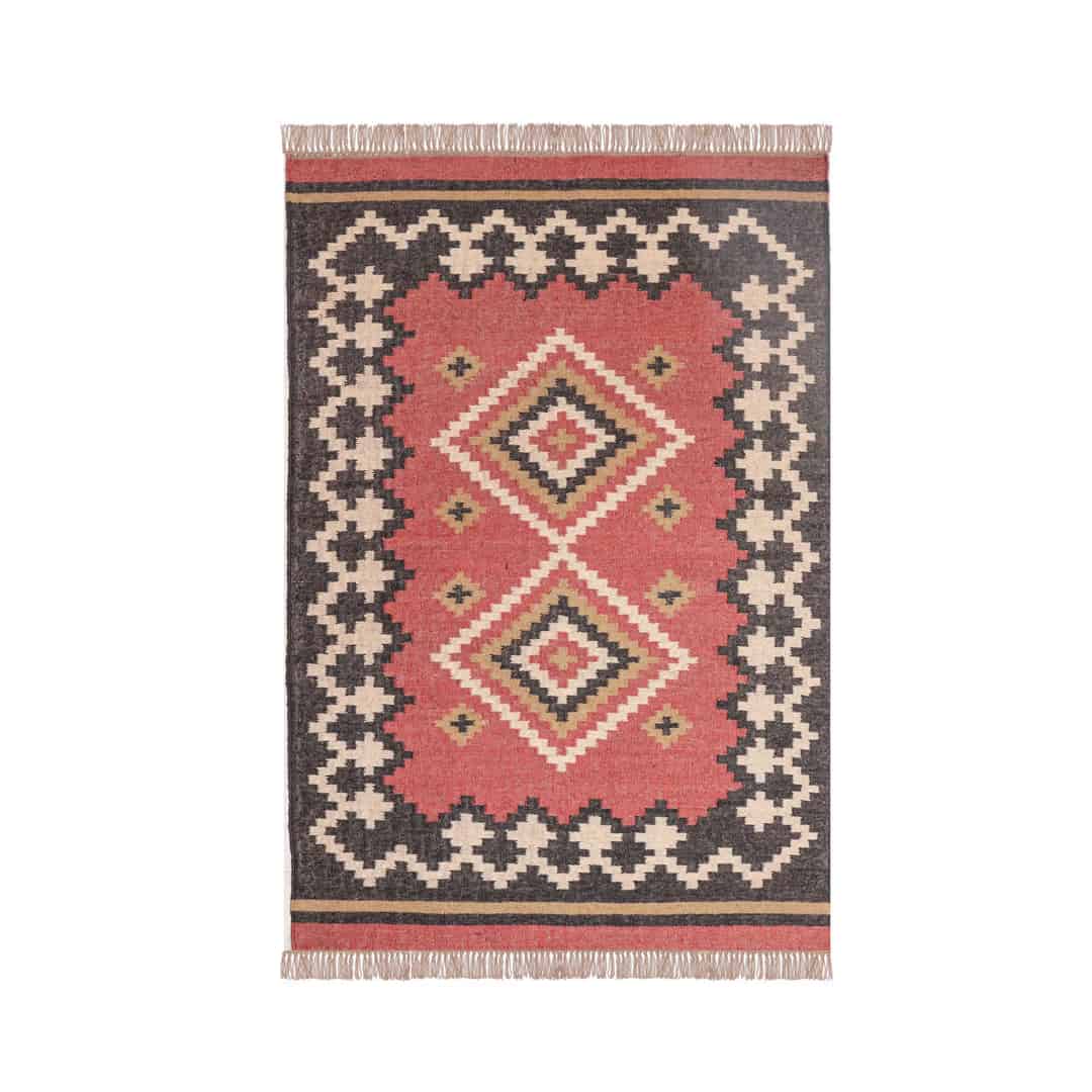 Colorful Kilim Dhurrie Area Rug Handmade Wool Jute Rug - Image 1