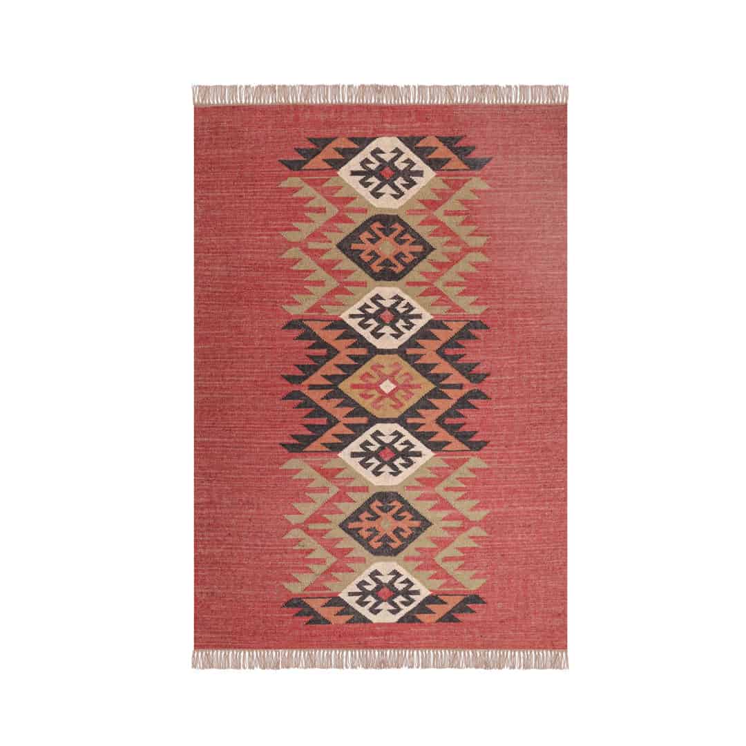 Eco Friendly Colorful Wool Jute Kilim Dhurrie Rug - Image 1