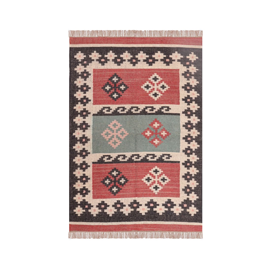 Bohemian Colorful Classic Wool Jute Kilim Staircase Decor Rug