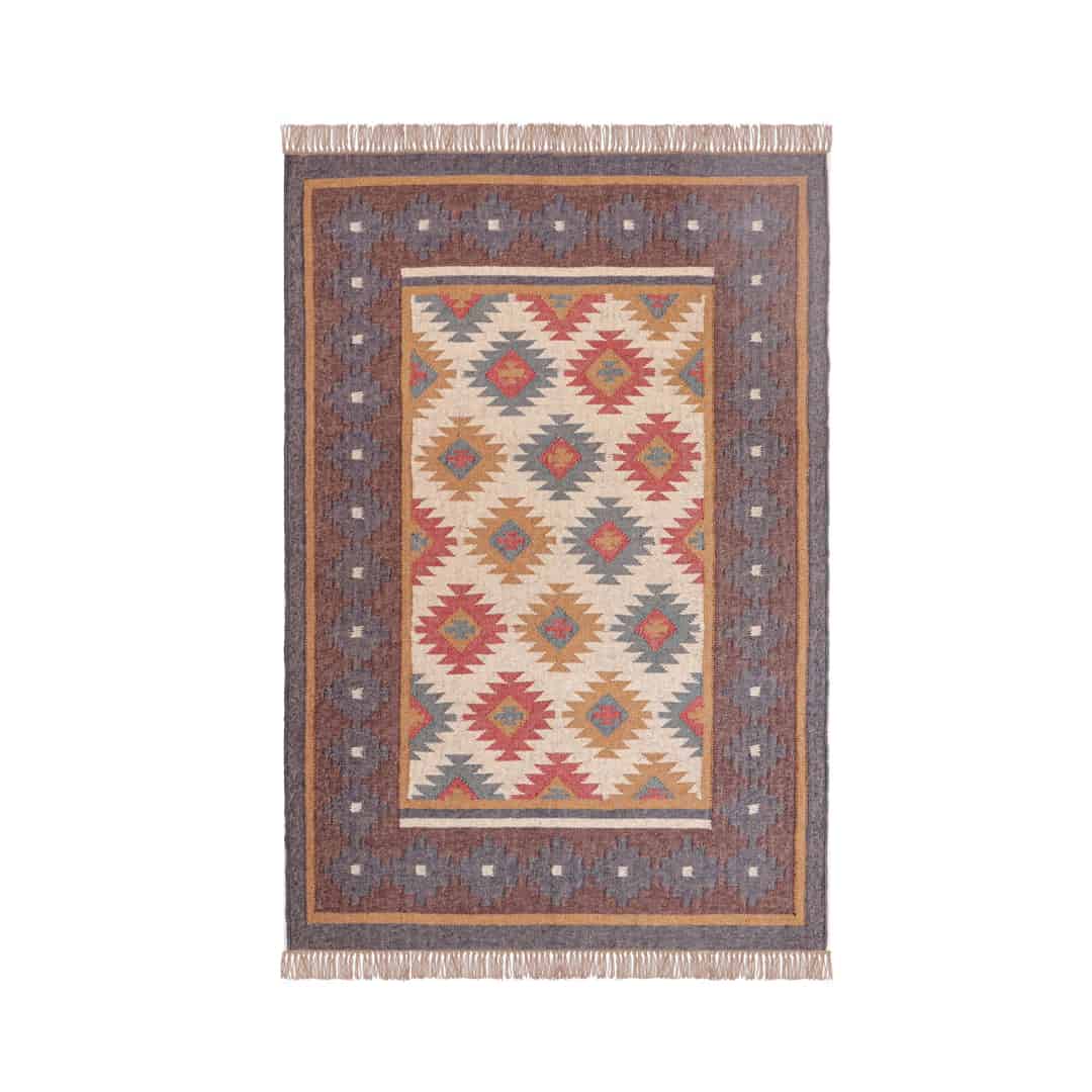 Indian Handmade Wool Jute Kilim Area Rug - Image 1