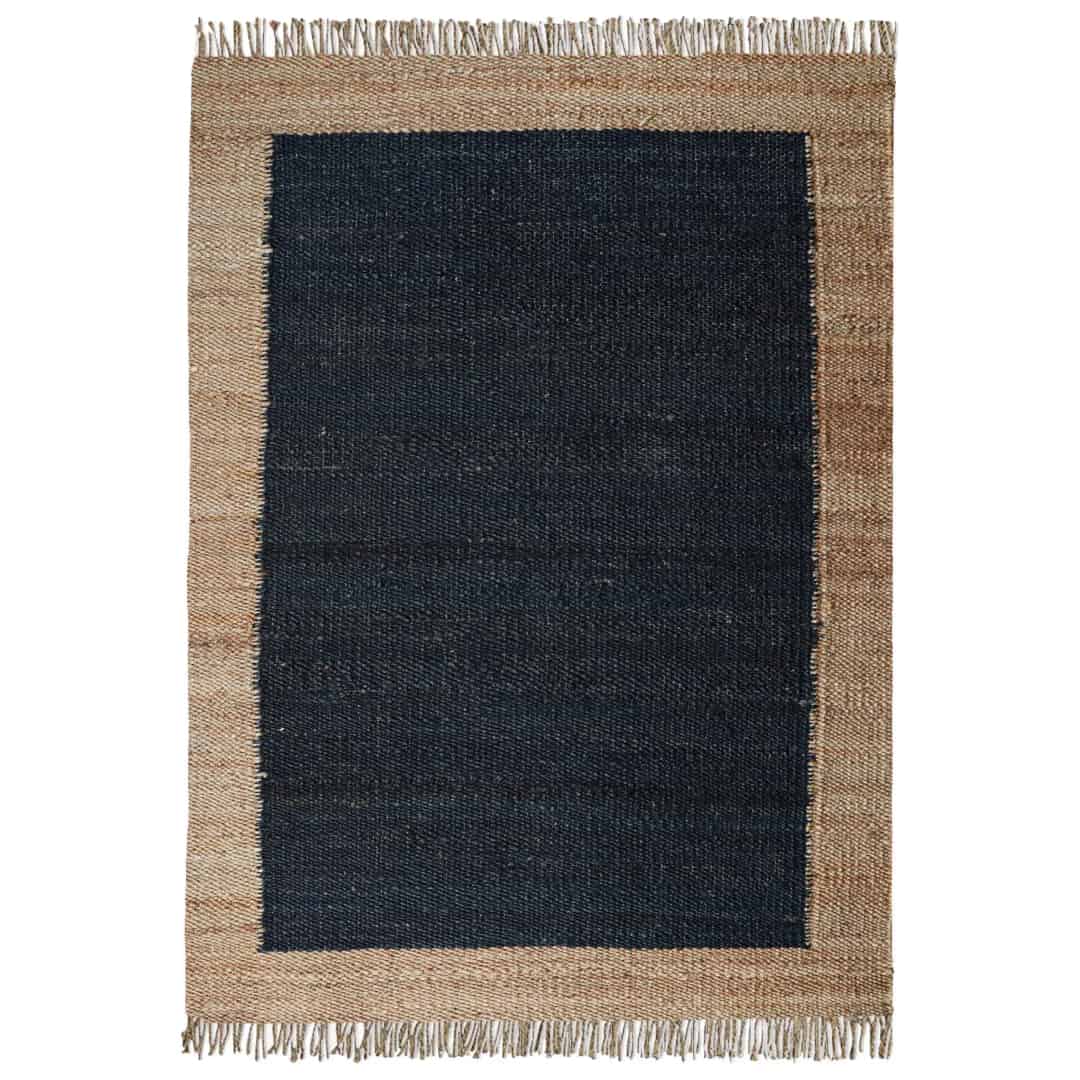 Home Decor Bohemian Hemp Rug with Beige Border - Image 1