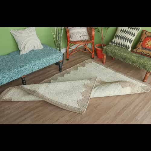 Indian Handmade Off White Jute Hemp Rug with Natural Sides - Image 5