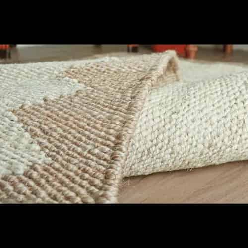 Indian Handmade Off White Jute Hemp Rug with Natural Sides - Image 6