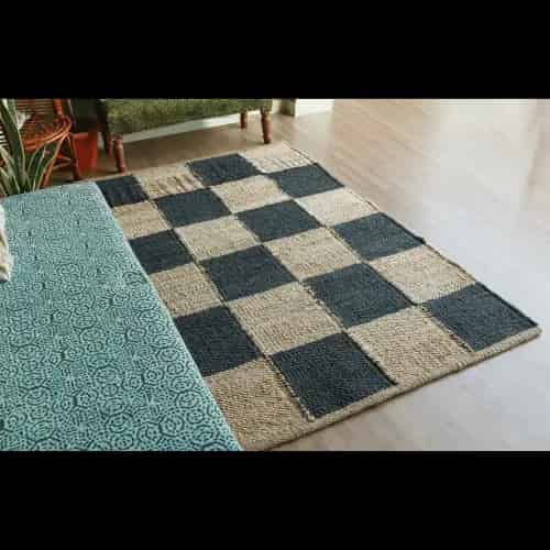 Home Decor Bohemian Natural and Black Jute Hemp Rug - Image 5