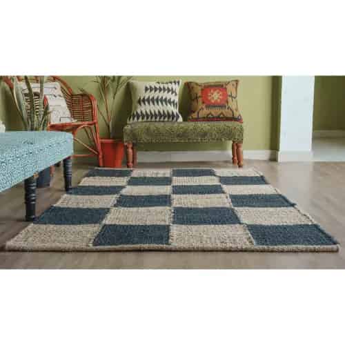 Home Decor Bohemian Natural and Black Jute Hemp Rug - Image 7