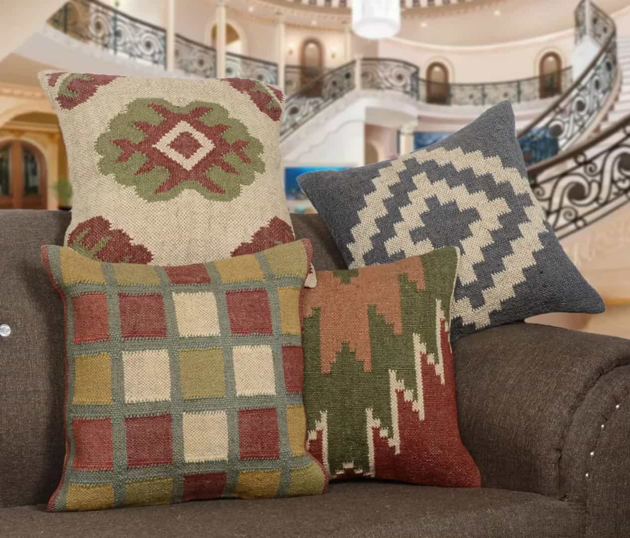 Home Decor Turkish Wool Jute Kilim Cushion Covers - Image 2