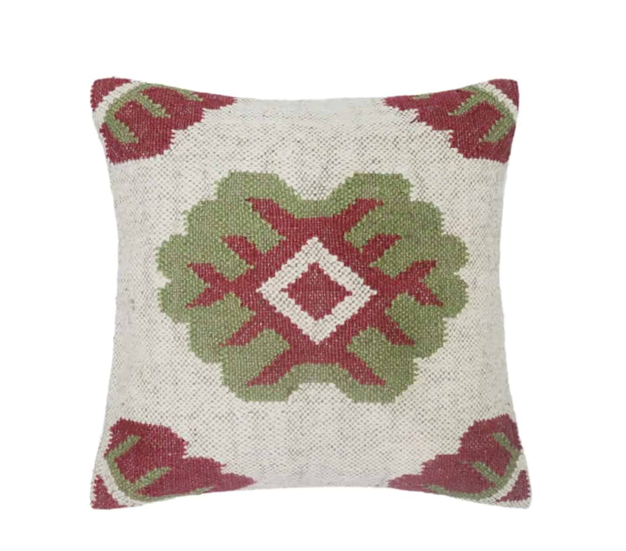 Wool Jute Cushion Cover Vintage Kilim Pillow - Image 4