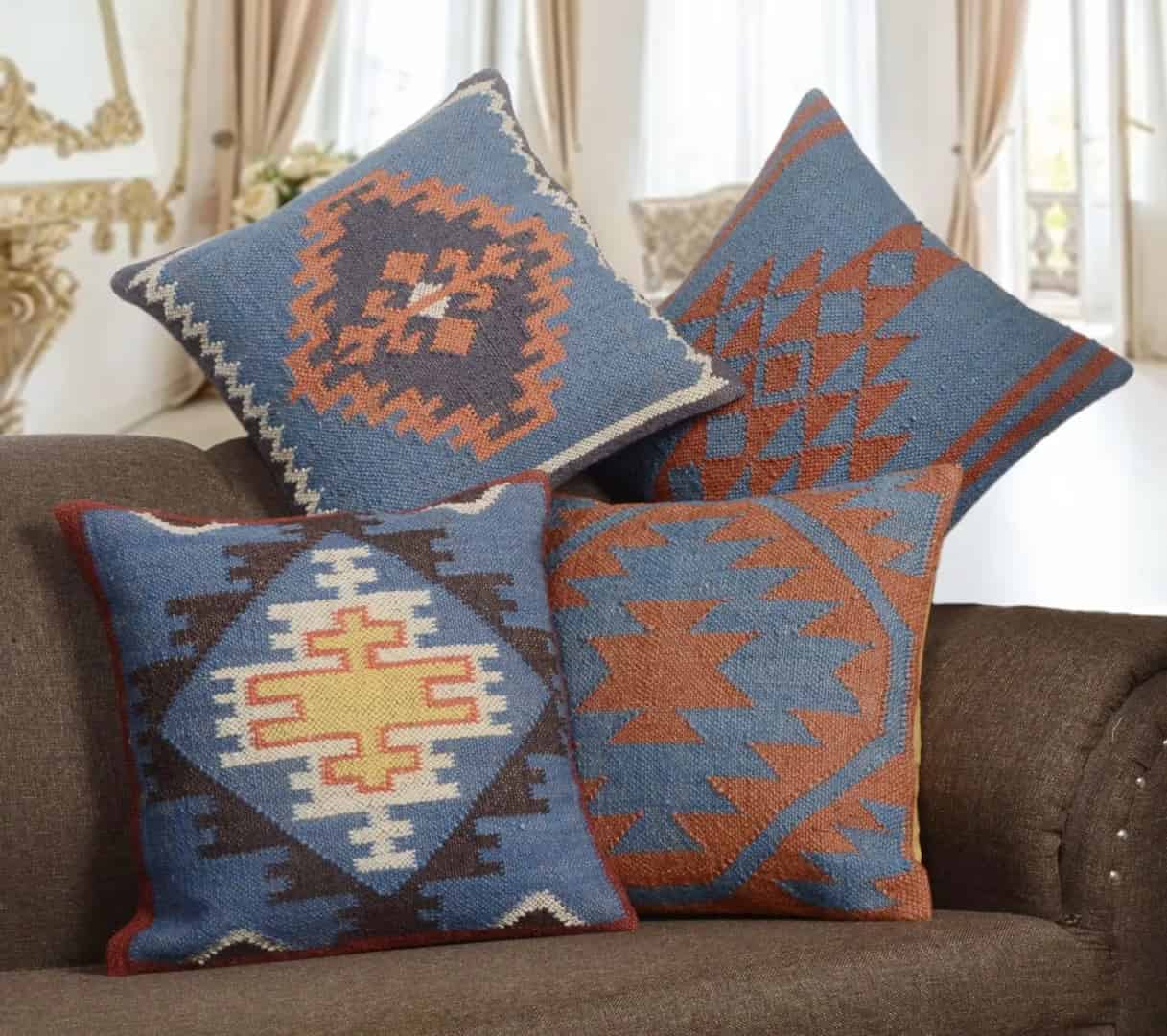 18x18 Inch Designer Wool Jute Cushion Cover - Image 2