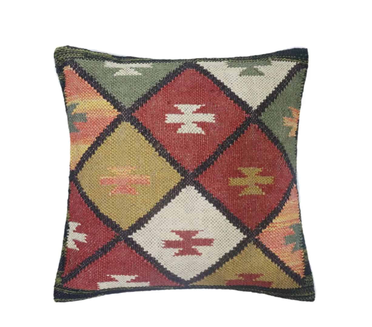 Bohemian Wool Jute Kilim Cushion Covers - Image 1