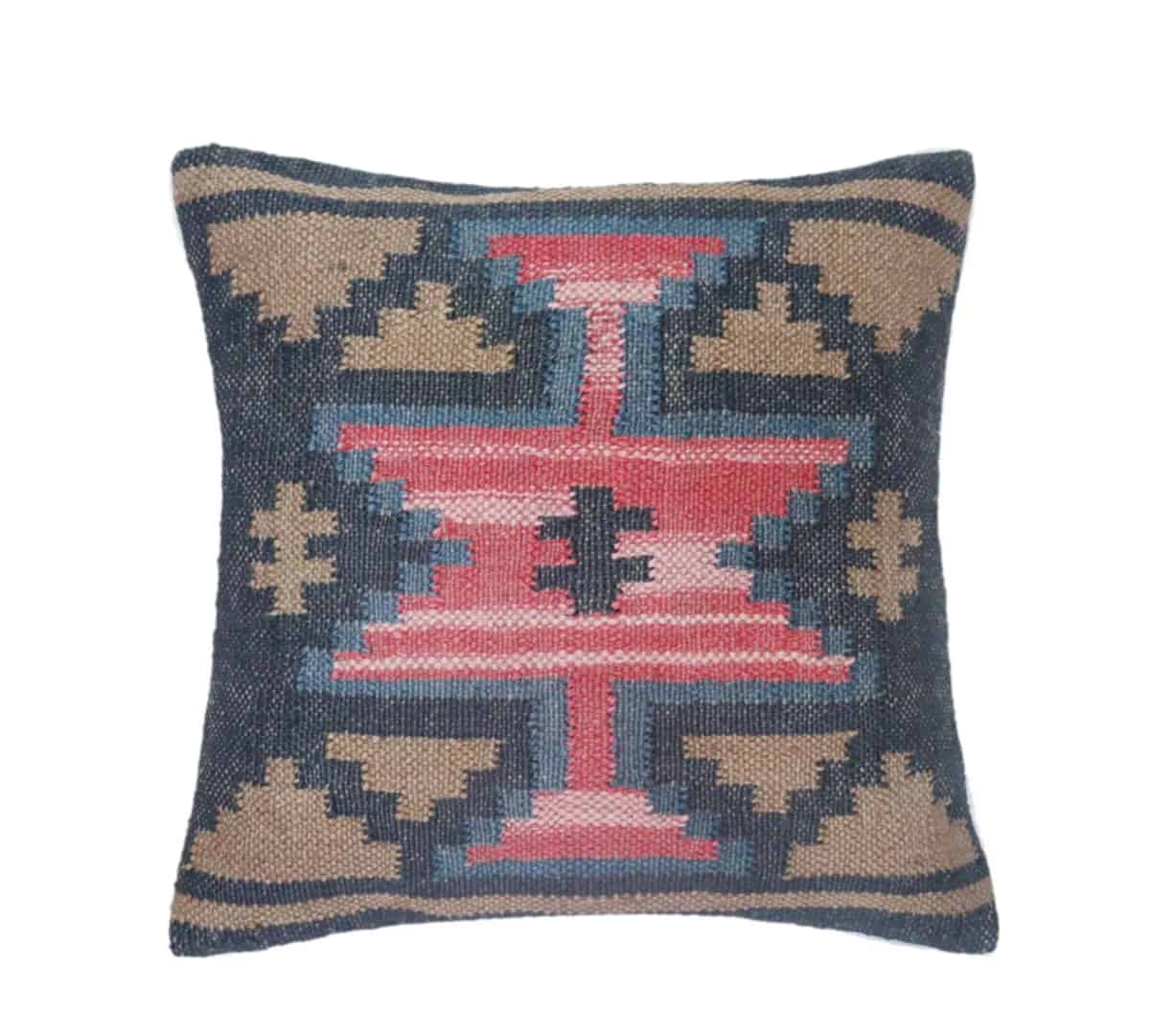 Set of 4 Indian Handwoven Wool Jute Kilim Cushion Covers - Image 1
