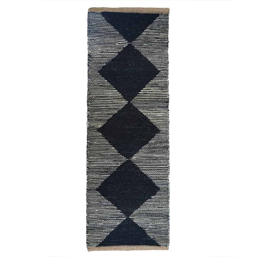 Stair Decor Handwoven Jute Hemp Runner with Black Design - Image 1