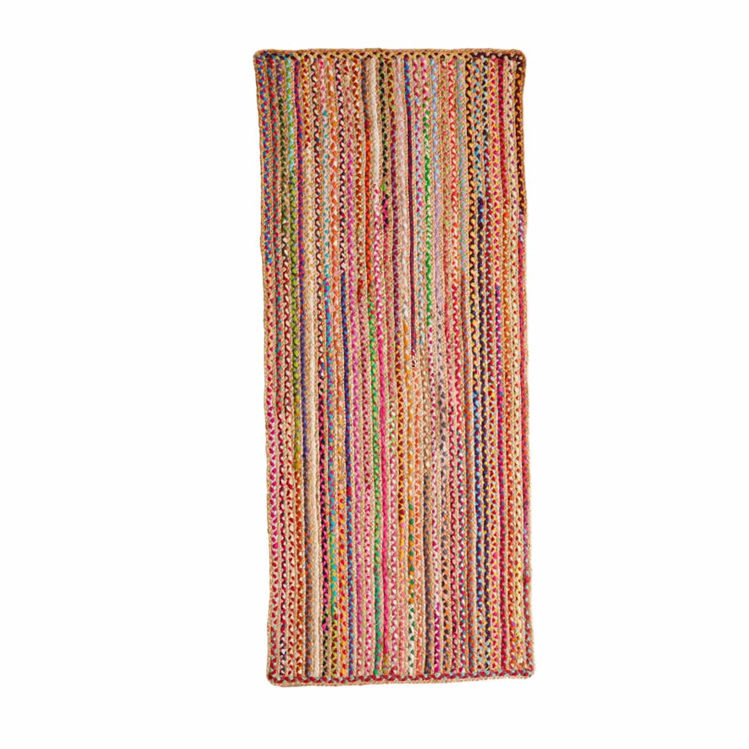 Custom Size Hand Braided Multicolor Natural Jute and Cotton Runner Rug - Image 1