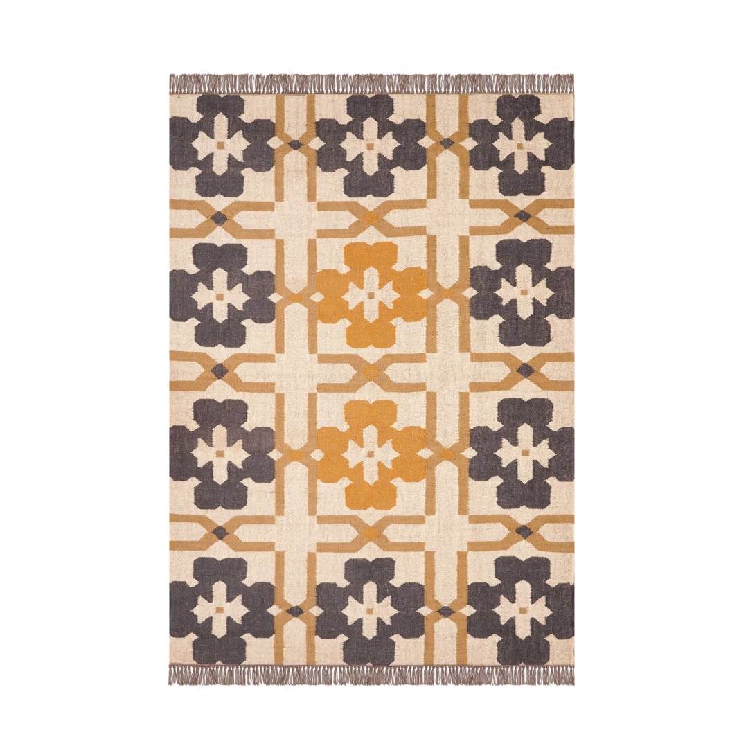 Traditional Indian Handwoven Multicolor Wool Jute Kilim Rug Vintage Area Jute Dhurrie Rug For Living Kitchen And Bedroom Decor Kilim Rug