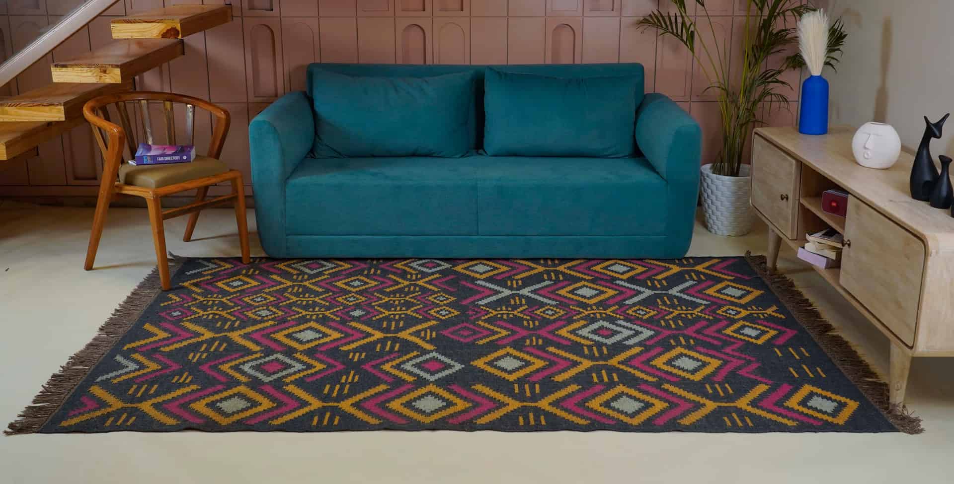 Chouhan-KLM400016 Nomad Ember Geometric Jute Area Rug with Fringe - Image 9