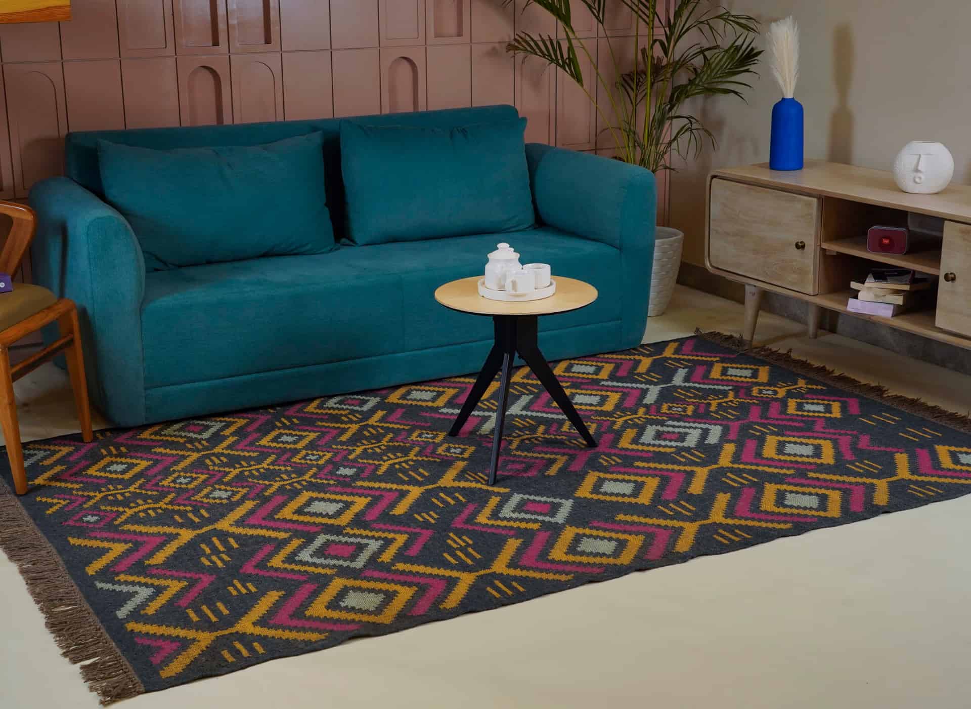 Chouhan-KLM400016 Nomad Ember Geometric Jute Area Rug with Fringe - Image 6