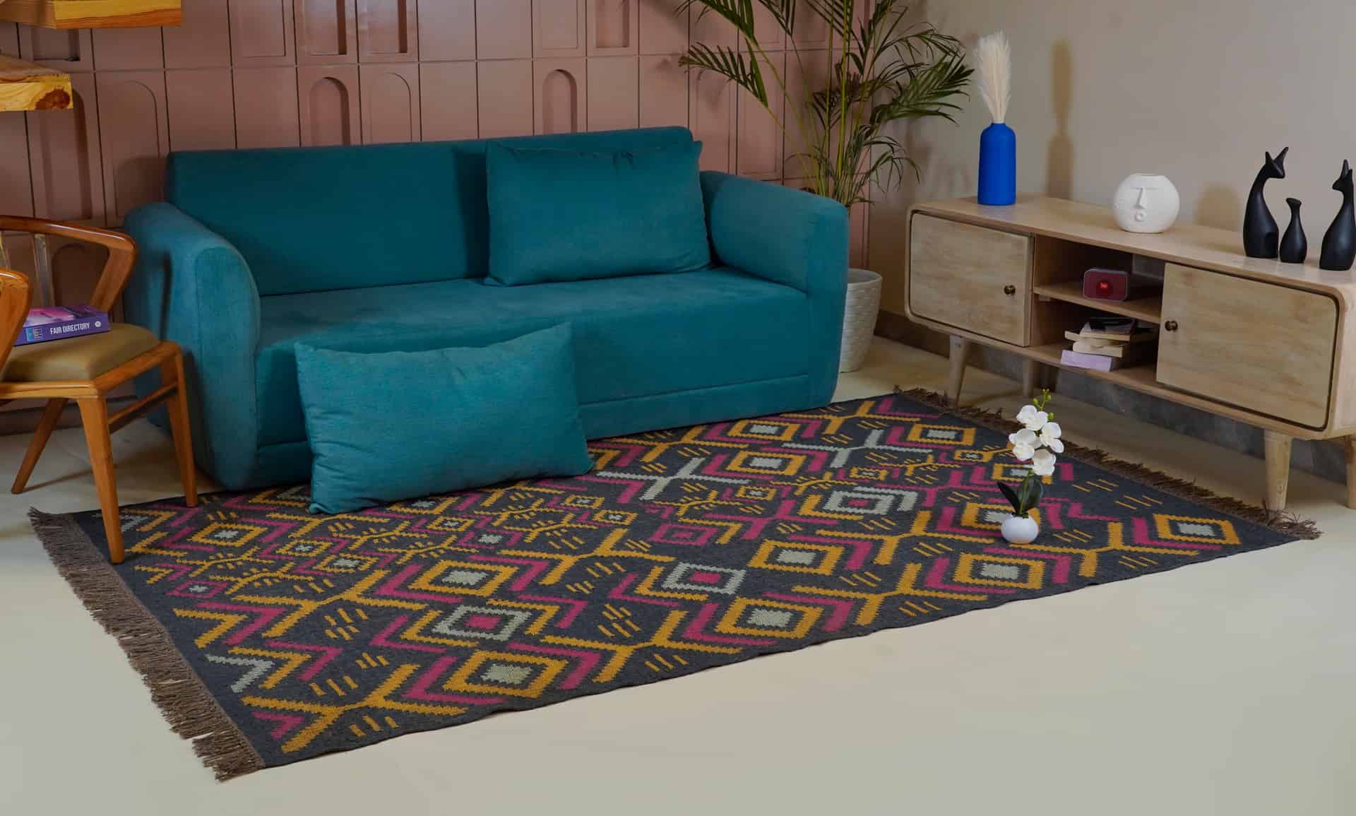 Chouhan-KLM400016 Nomad Ember Geometric Jute Area Rug with Fringe - Image 3