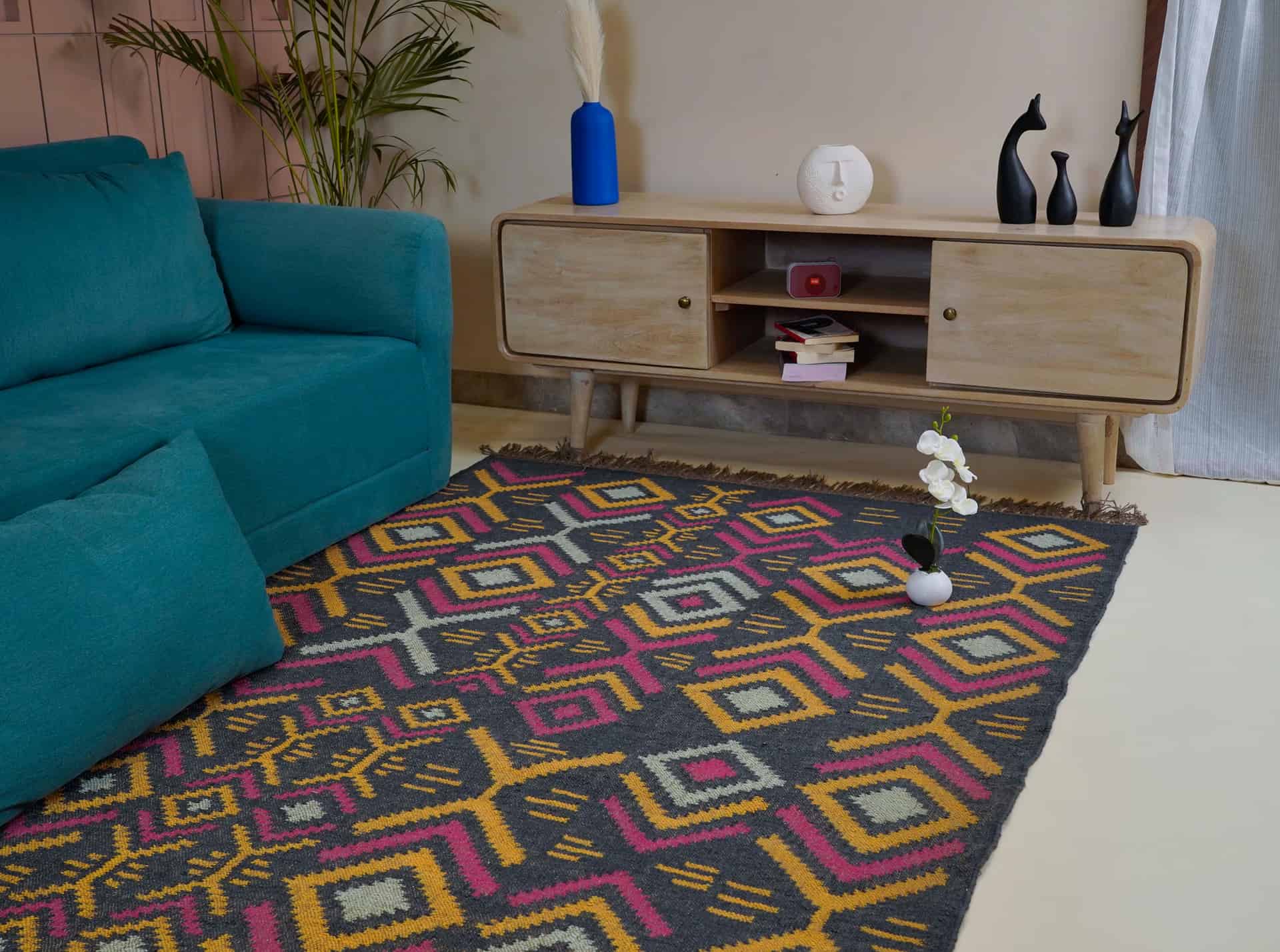 Chouhan-KLM400016 Nomad Ember Geometric Jute Area Rug with Fringe - Image 4