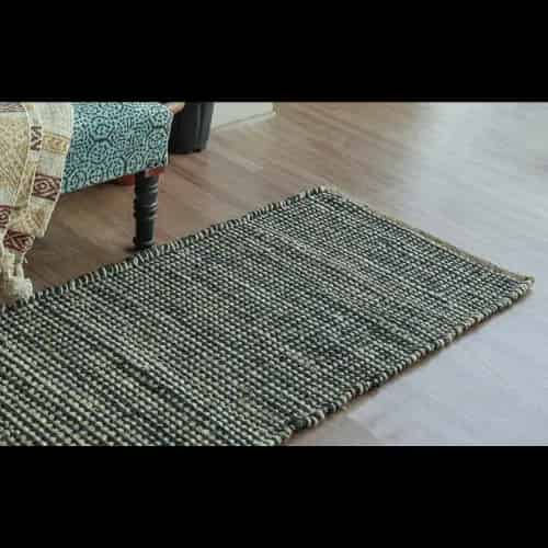 Indian Hand Loomed White and Blue Jute Hemp Runner Rug Handwoven Yoga Hemp Vintage Area Rug Doormat Hemp Runner Rug - Image 3