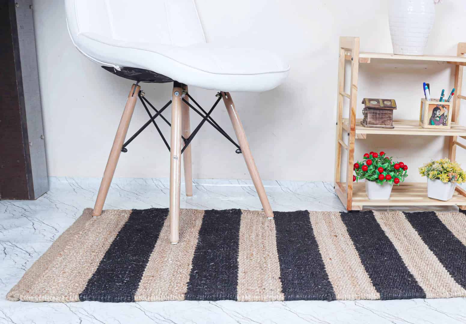 Home and Living Room Decor Hand Loomed Natural Jute Hemp Runner Rug with Black Stripes Line Decor Rug For Living Room - Image 4