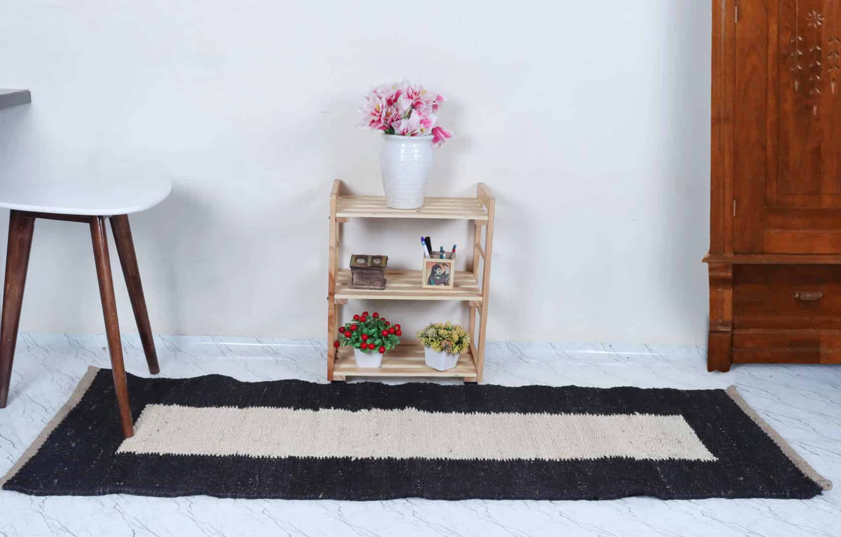 Off White With Black Border Hemp Runner Jute Rug Indian Handwoven Large Area Jute Hemp Runner Rug Stair Decor Hemp Jute Dhurrie - Image 2