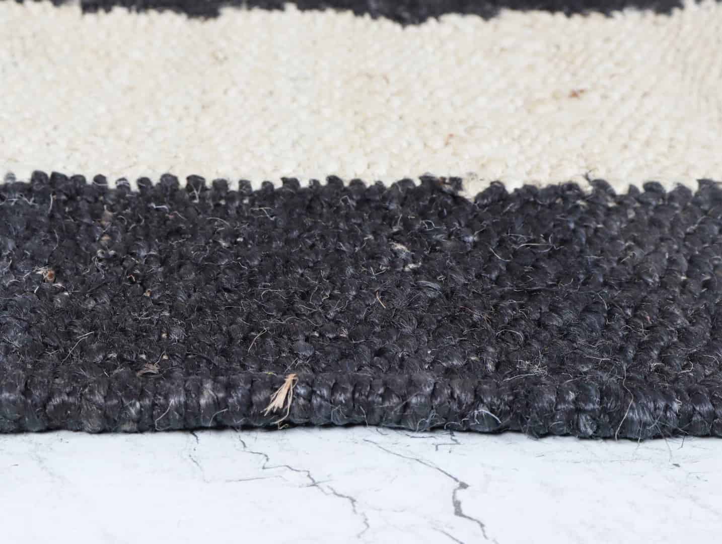 Off White With Black Border Hemp Runner Jute Rug Indian Handwoven Large Area Jute Hemp Runner Rug Stair Decor Hemp Jute Dhurrie - Image 4