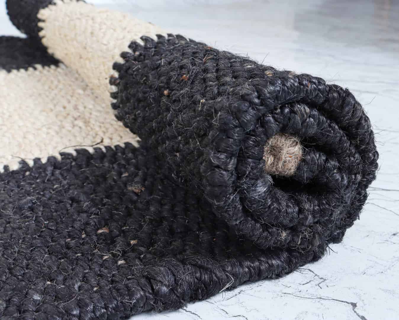 Off White With Black Border Hemp Runner Jute Rug Indian Handwoven Large Area Jute Hemp Runner Rug Stair Decor Hemp Jute Dhurrie - Image 7