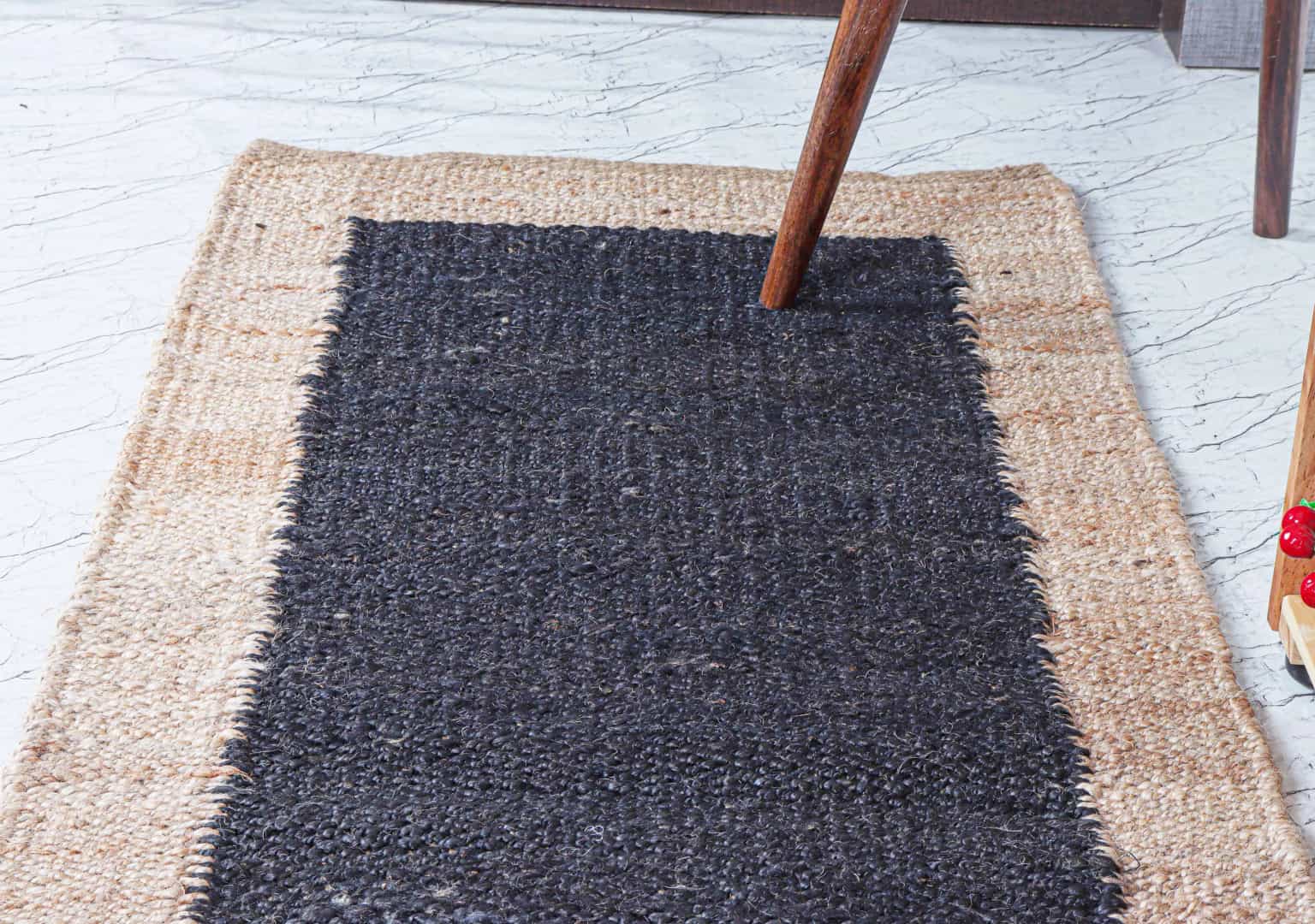 Indian Handwoven Custom Size Bohemian Black with Beige Border Decorative Jute Hemp Runner Rug For Living Room Decor Rug - Image 4