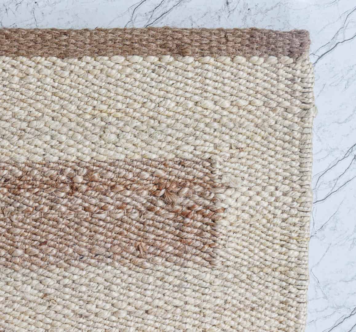 Off White Hemp Runner with Beige Stripes Line Design Hand Woven Large Area Jute Hemp Runner Rug Vintage Hemp Jute Large Dhurrie - Image 6
