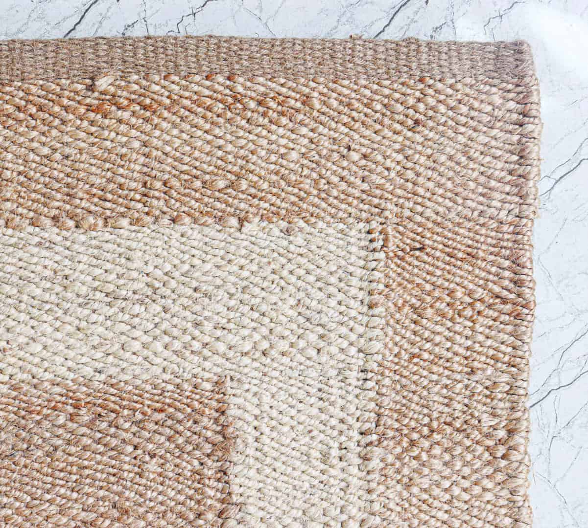 Off White Border Indian Hand Woven Large Area Natural Jute Hemp Runner Rug for Home Decor Rug Vintage Jute Dhurrie Boho Area Rug - Image 6