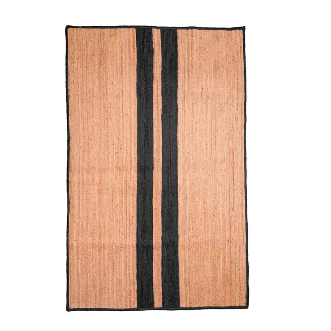 Natural Jute Braided Handmade Large Area Rug with Customize Color Stripes - Image 1