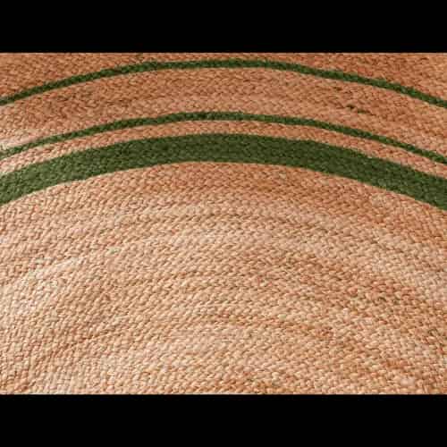 Hand Braided Natural Jute Boho Round Rug with Multicolor Border - Image 3