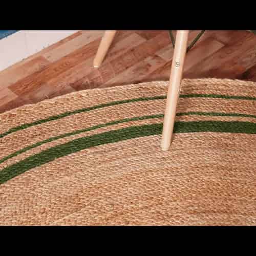 Hand Braided Natural Jute Boho Round Rug with Multicolor Border - Image 5