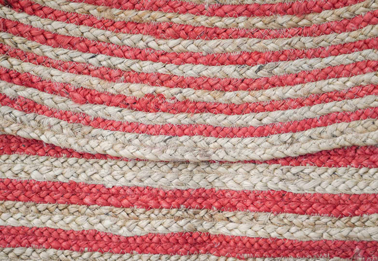 Oval Shape Handmade Braided Bohemian Natural Jute Rug with Color Stripes - Image 4