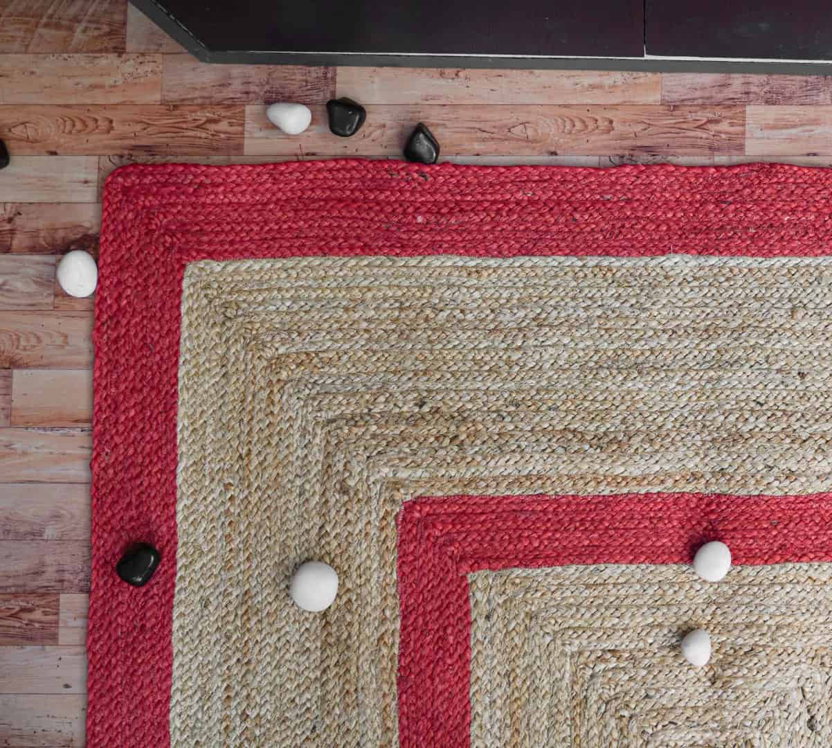 Eco Friendly Handmade Braided Large Area Natural Jute Rug with Color Border - Image 6