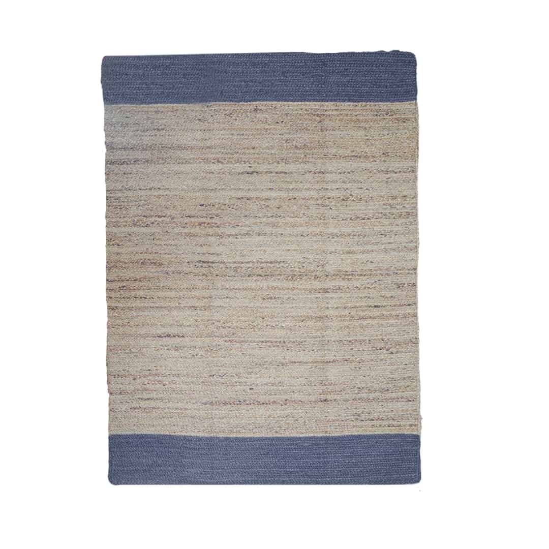 Large Area Hand Braided Beige with Color Bordered Bohemian Jute Rectangle Rug - Image 1