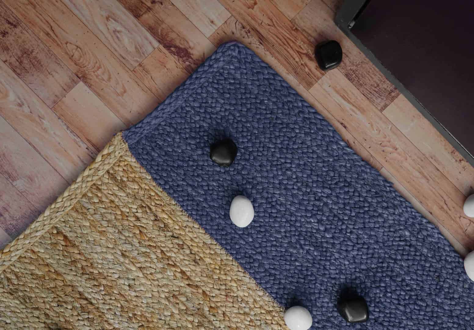 Large Area Hand Braided Beige with Color Bordered Bohemian Jute Rectangle Rug - Image 4