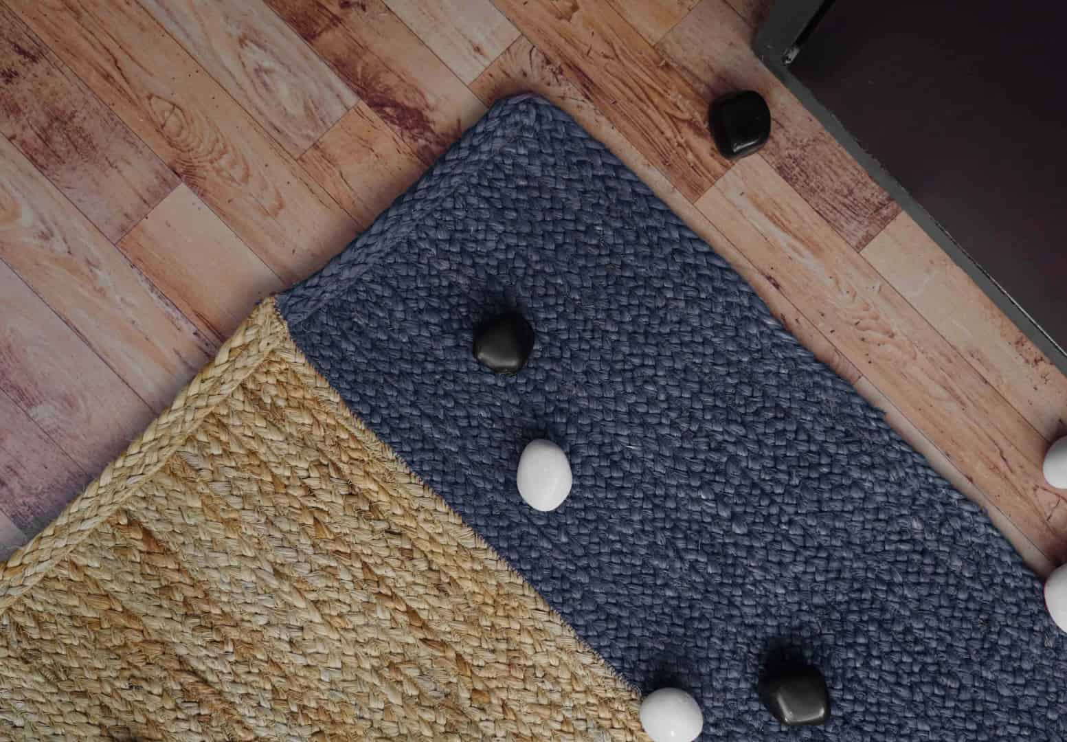 Eco Friendly Handmade Bohemian Natural Jute Braided Rectangle Rug with Color Border - Image 4