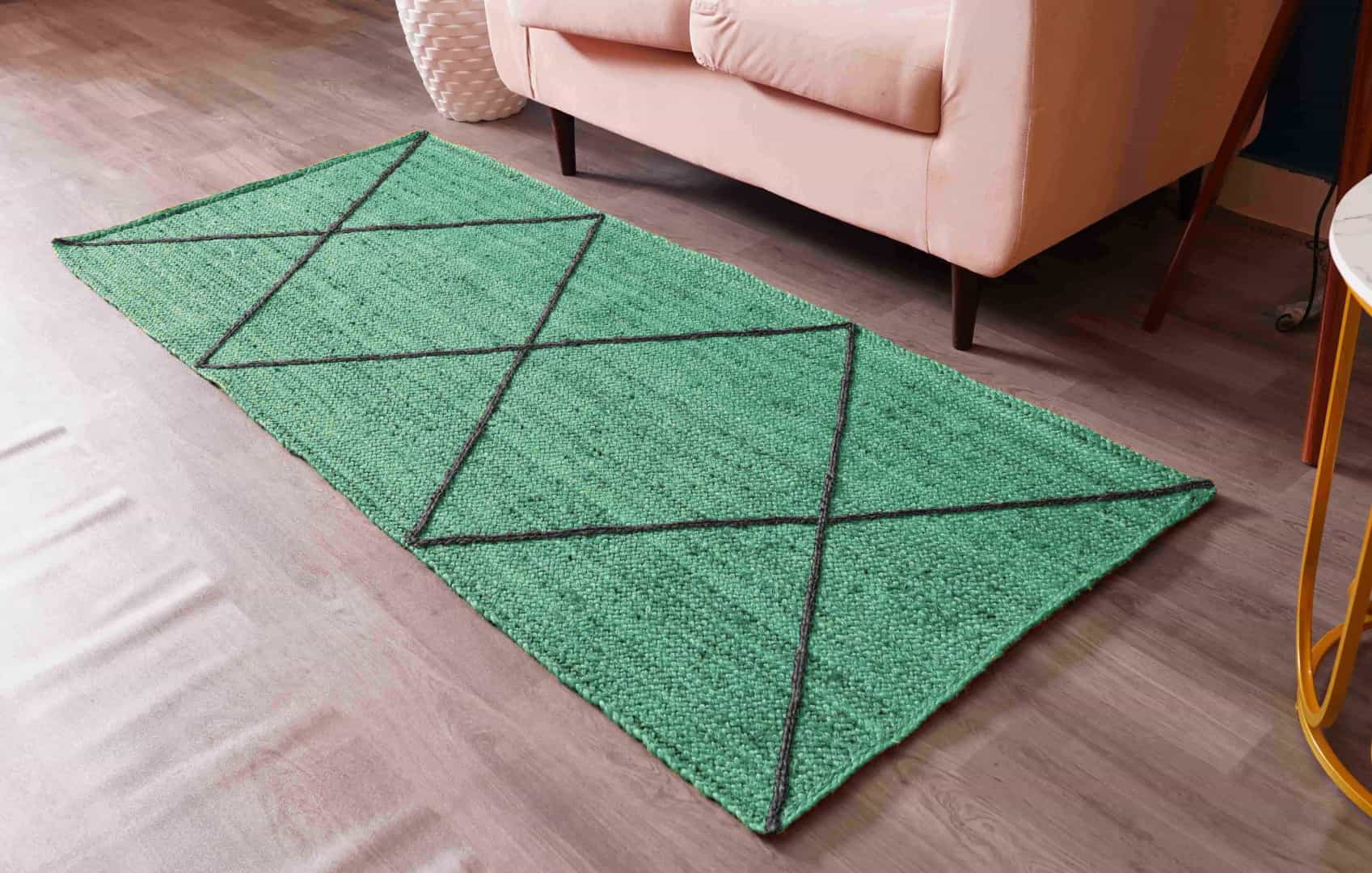 Various Color Hand Braided Bohemian Black Diamond Design Jute Runner Rug - Image 7